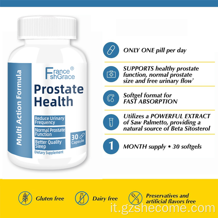 Capsule a base di erbe per la salute della prostata per uomini